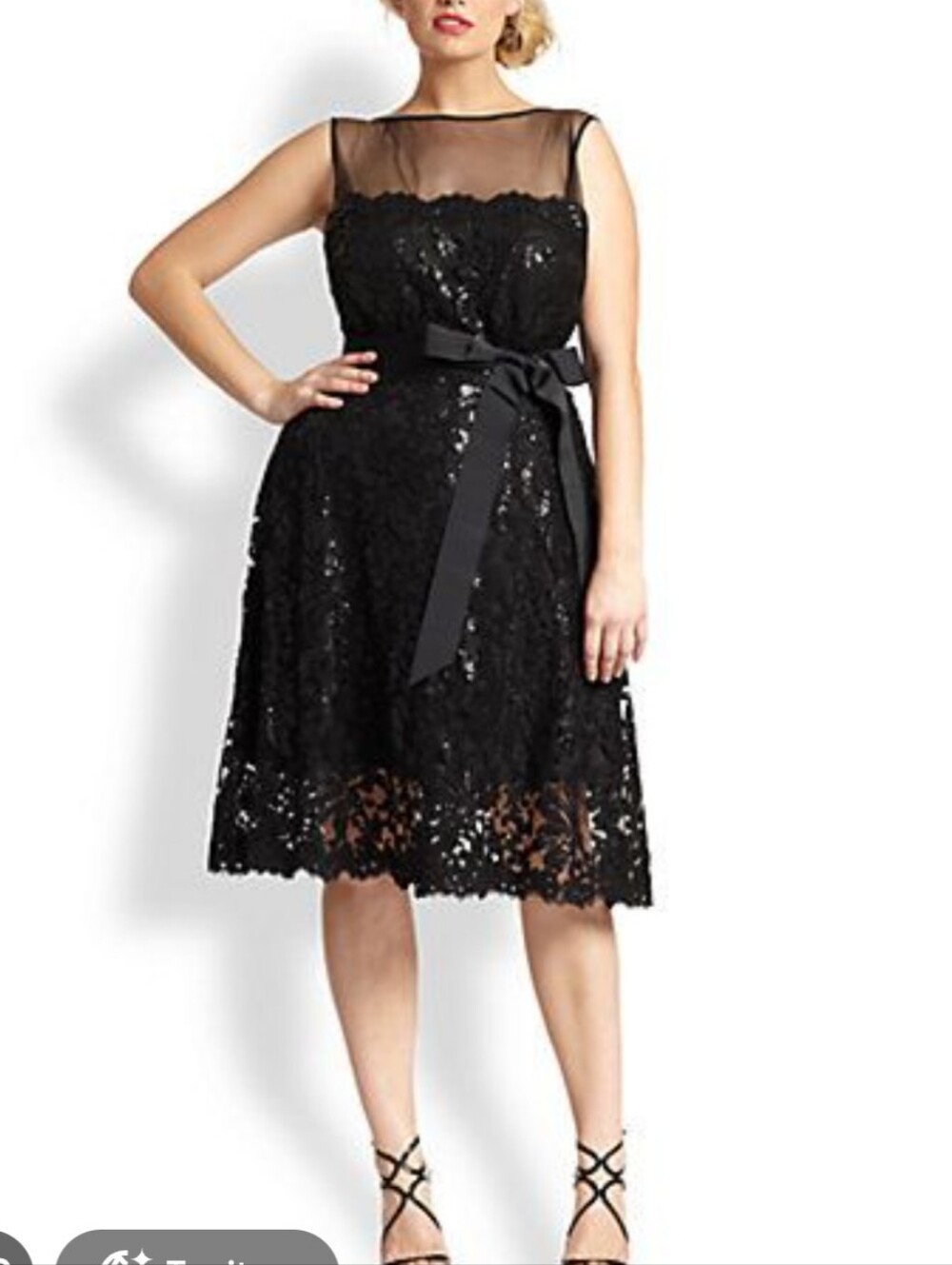 Tadashi Shoji Black Sequin Lace Cocktail Dress